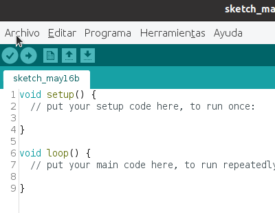 Programa nuevo en el IDE de Arduino